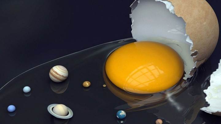 Solar System In Broken Egg